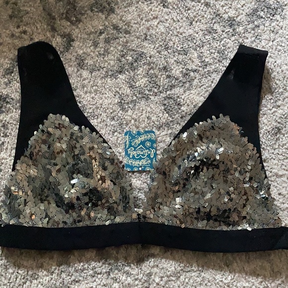 NWT Free People Bralette Let it Shine Pewter - Picture 5 of 7